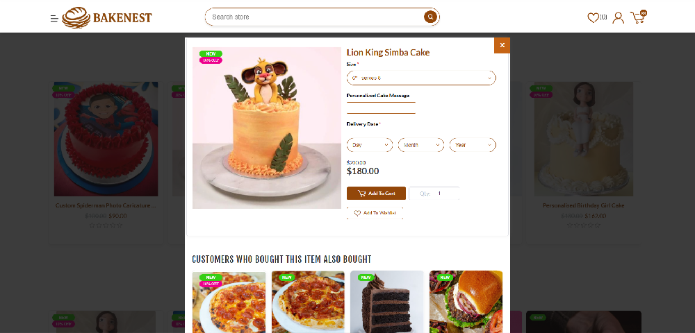Bakenest theme quick view